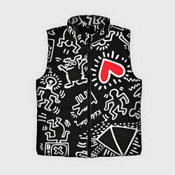 Женский жилет Kit Haring little men, цвет: 3D-черный