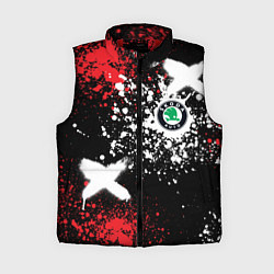 Женский жилет Шкода на фоне граффити и брызг красок, цвет: 3D-красный