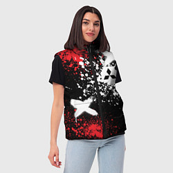 Женский жилет Митсубиси на фоне граффити и брызг красок, цвет: 3D-черный — фото 2