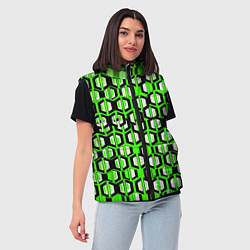 Женский жилет Техно узор из шестиугольников зелёный, цвет: 3D-светло-серый — фото 2