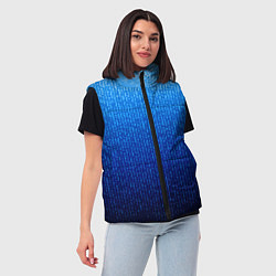Женский жилет Сине-голубой в вертикальную полоску, цвет: 3D-черный — фото 2