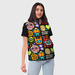 Женский жилет Feel good every day motivation monsters pattern, цвет: 3D-красный — фото 2