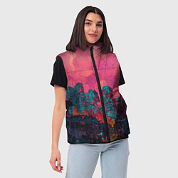 Женский жилет Абстрактный город в неоновых цветах, цвет: 3D-светло-серый — фото 2