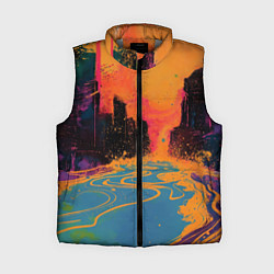 Женский жилет Абстрактная городская улица со зданиями и река