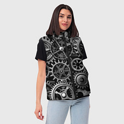 Женский жилет Стимпанк стальные механизмы паттерн, цвет: 3D-светло-серый — фото 2
