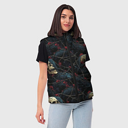 Женский жилет Черепа в кустах с шипами, цвет: 3D-черный — фото 2