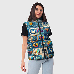 Женский жилет Пэчворк деним из девяностых, цвет: 3D-красный — фото 2