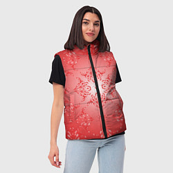 Женский жилет Красный симметричный узор, цвет: 3D-красный — фото 2