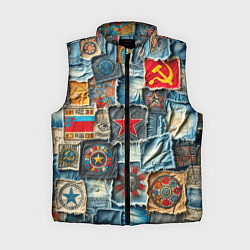 Женский жилет Ретро пэчворк СССР, цвет: 3D-светло-серый