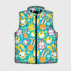 Женский жилет Разноцветные зайцы, цвет: 3D-черный