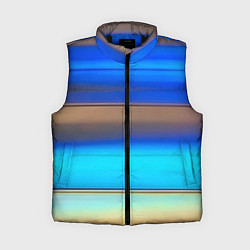 Женский жилет Голубые и коричневые полосы, цвет: 3D-черный