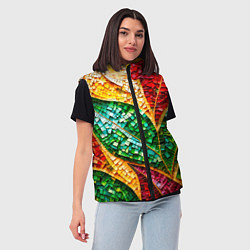 Женский жилет Яркая мозаика с разноцветным абстрактным узором и, цвет: 3D-красный — фото 2