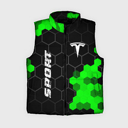 Женский жилет Tesla green sport hexagon, цвет: 3D-черный