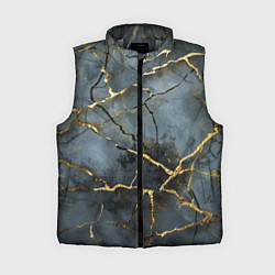 Женский жилет Золотые линии на серо-голубом фоне, цвет: 3D-светло-серый