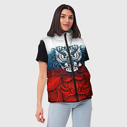 Женский жилет Триколор и герб Росссия, цвет: 3D-черный — фото 2