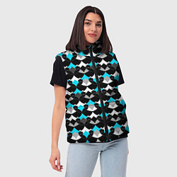 Женский жилет Синий с черным и белым геометрический узор, цвет: 3D-светло-серый — фото 2