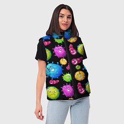 Женский жилет Смешные бактерии паттерн, цвет: 3D-черный — фото 2