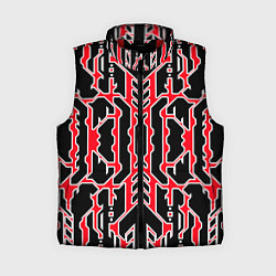 Женский жилет Техно красные линии с белой обводкой на чёрном фон, цвет: 3D-красный