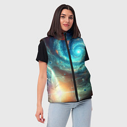Женский жилет Неоновая далёкая галактика - нейросеть, цвет: 3D-светло-серый — фото 2