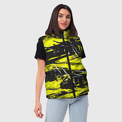 Женский жилет Yellow geometry - спортивный узор, цвет: 3D-черный — фото 2