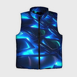 Женский жилет Синие абстрактные неоновые плиты, цвет: 3D-черный