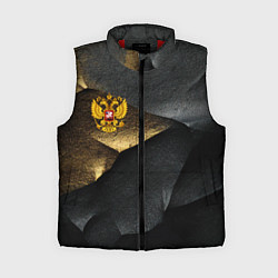 Женский жилет Золотой герб России на темном фоне