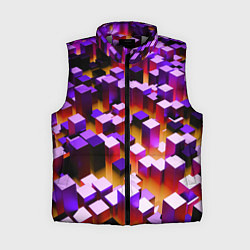 Женский жилет Фиолетовые блоки в оранжевом тумане, цвет: 3D-светло-серый
