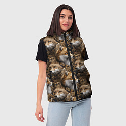 Женский жилет Лакшери паттерн с золотыми лисицами, цвет: 3D-черный — фото 2