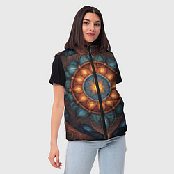 Женский жилет Симметричный орнамент - мандала узор со светящейся, цвет: 3D-красный — фото 2