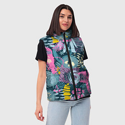 Женский жилет Акварельная абстракция узор, цвет: 3D-черный — фото 2