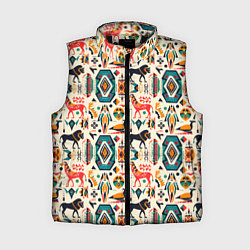 Женский жилет Африканские узор лев и жираф, цвет: 3D-черный