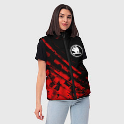 Женский жилет Skoda sport grunge, цвет: 3D-красный — фото 2