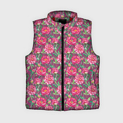 Женский жилет Пионы и шмели, цвет: 3D-красный