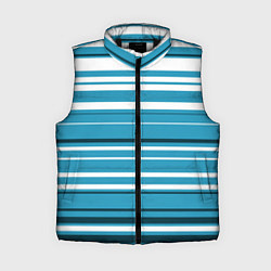 Женский жилет Бело-голубой в полоску, цвет: 3D-черный