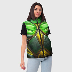 Женский жилет Зеленый текстурный костюм из кожи, цвет: 3D-светло-серый — фото 2