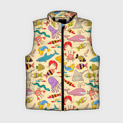Женский жилет Морские обитатели узор, цвет: 3D-черный