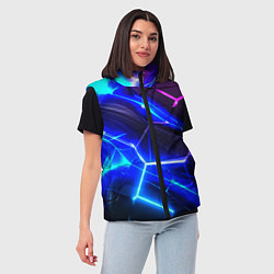 Женский жилет Микс разломленных плит и неоновое свечения, цвет: 3D-черный — фото 2