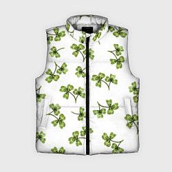 Женский жилет Листочки клевера на белом фоне - паттерн, цвет: 3D-светло-серый