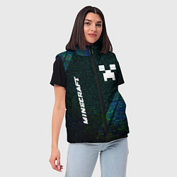 Женский жилет Minecraft glitch blue, цвет: 3D-черный — фото 2