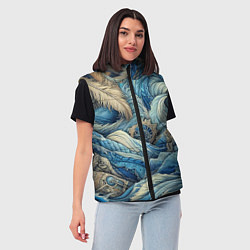 Женский жилет Паттерн из перьев и джинсы - нейросеть, цвет: 3D-светло-серый — фото 2