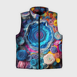 Женский жилет Вязаные цветы - пэчворк, цвет: 3D-красный