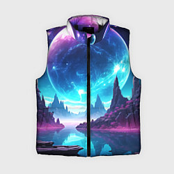 Женский жилет Космический пейзаж - планеты, цвет: 3D-черный