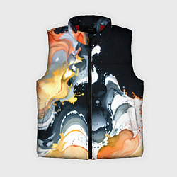 Женский жилет Белые и персиковые разводы на черном фоне, цвет: 3D-красный