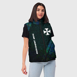 Женский жилет Resident Evil glitch blue, цвет: 3D-черный — фото 2