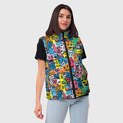 Женский жилет Весёлые лица абстрактные, цвет: 3D-красный — фото 2