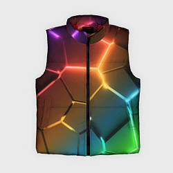 Женский жилет Радужные неоновые плиты в разломе, цвет: 3D-красный