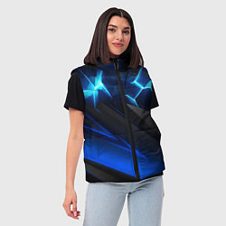 Женский жилет Абстракция синяя из градиента и линий, цвет: 3D-красный — фото 2