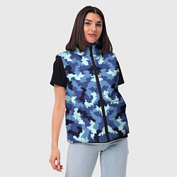 Женский жилет Камуфляжный синий стиль, цвет: 3D-светло-серый — фото 2