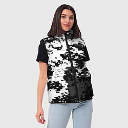 Женский жилет Камуфляжные пиксели чёрно белый, цвет: 3D-красный — фото 2