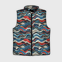 Женский жилет Разноцветные абстрактные волны, цвет: 3D-черный